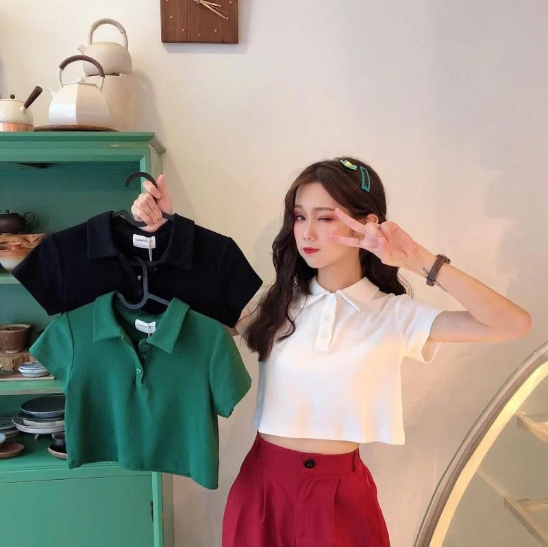 Women's Stylish Polo Crop T-Shirt