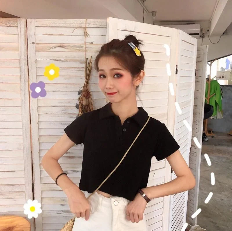 Women's Stylish Polo Crop T-Shirt