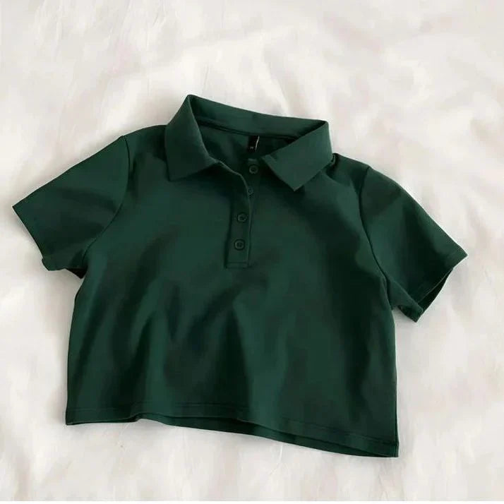 Women's Stylish Polo Crop T-Shirt