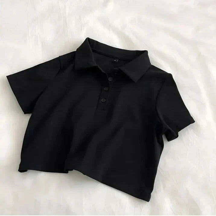 Women's Stylish Polo Crop T-Shirt