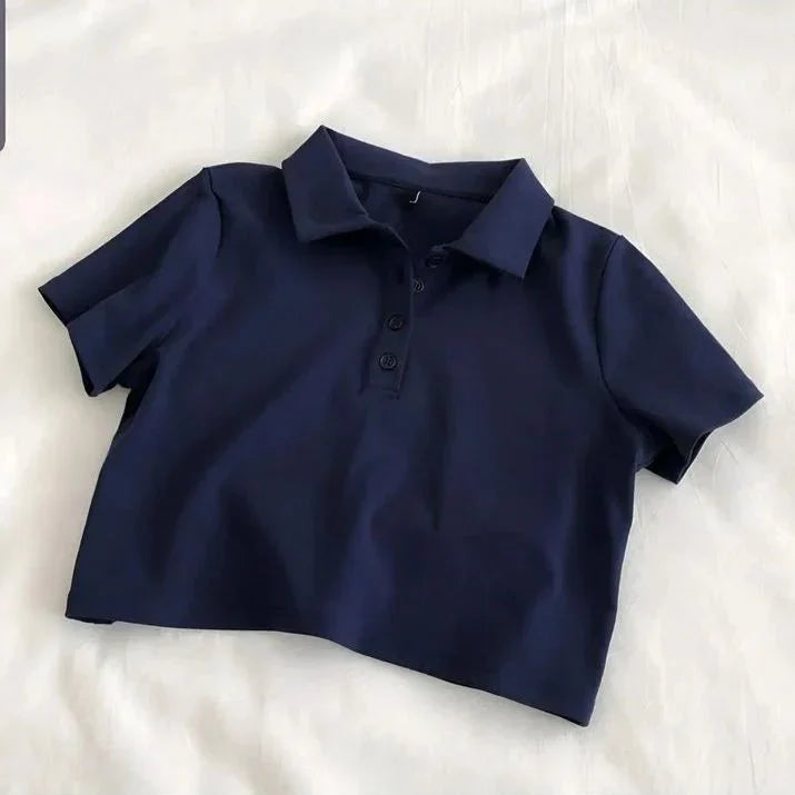 Women's Stylish Polo Crop T-Shirt
