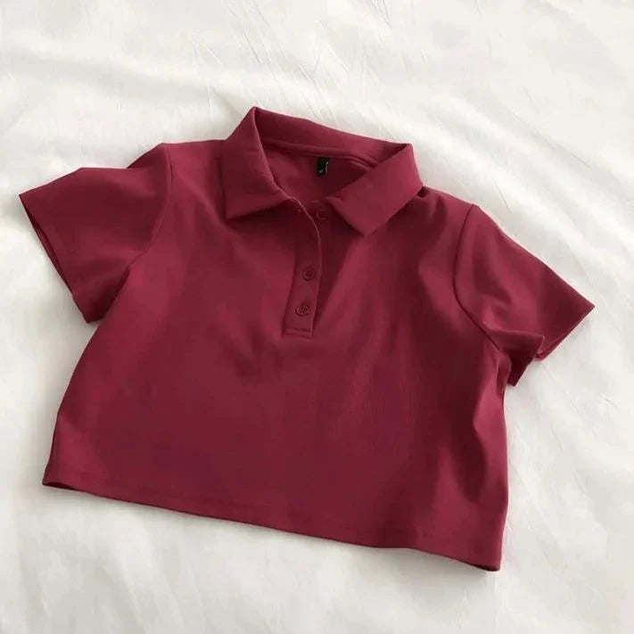 Women's Stylish Polo Crop T-Shirt