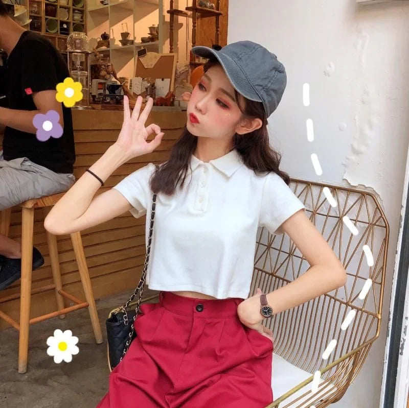 Women's Stylish Polo Crop T-Shirt