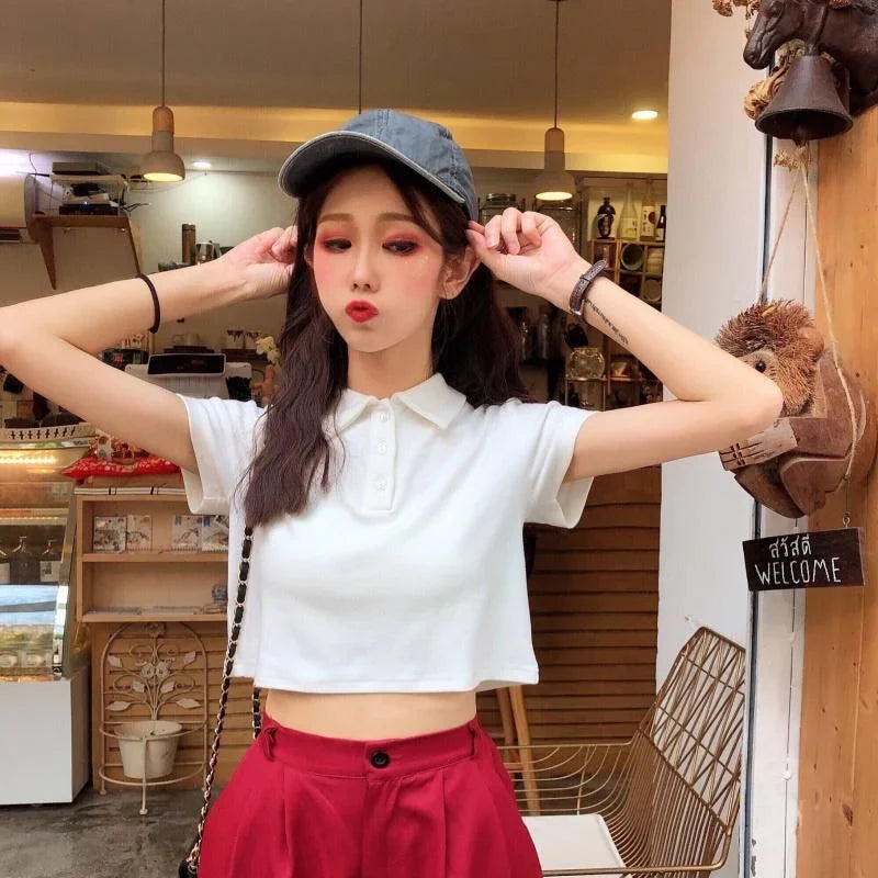 Women's Stylish Polo Crop T-Shirt