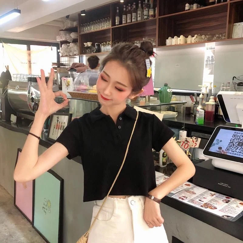 Women's Stylish Polo Crop T-Shirt