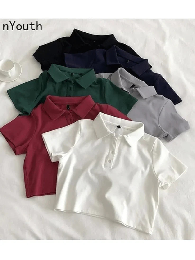 Women's Stylish Polo Crop T-Shirt