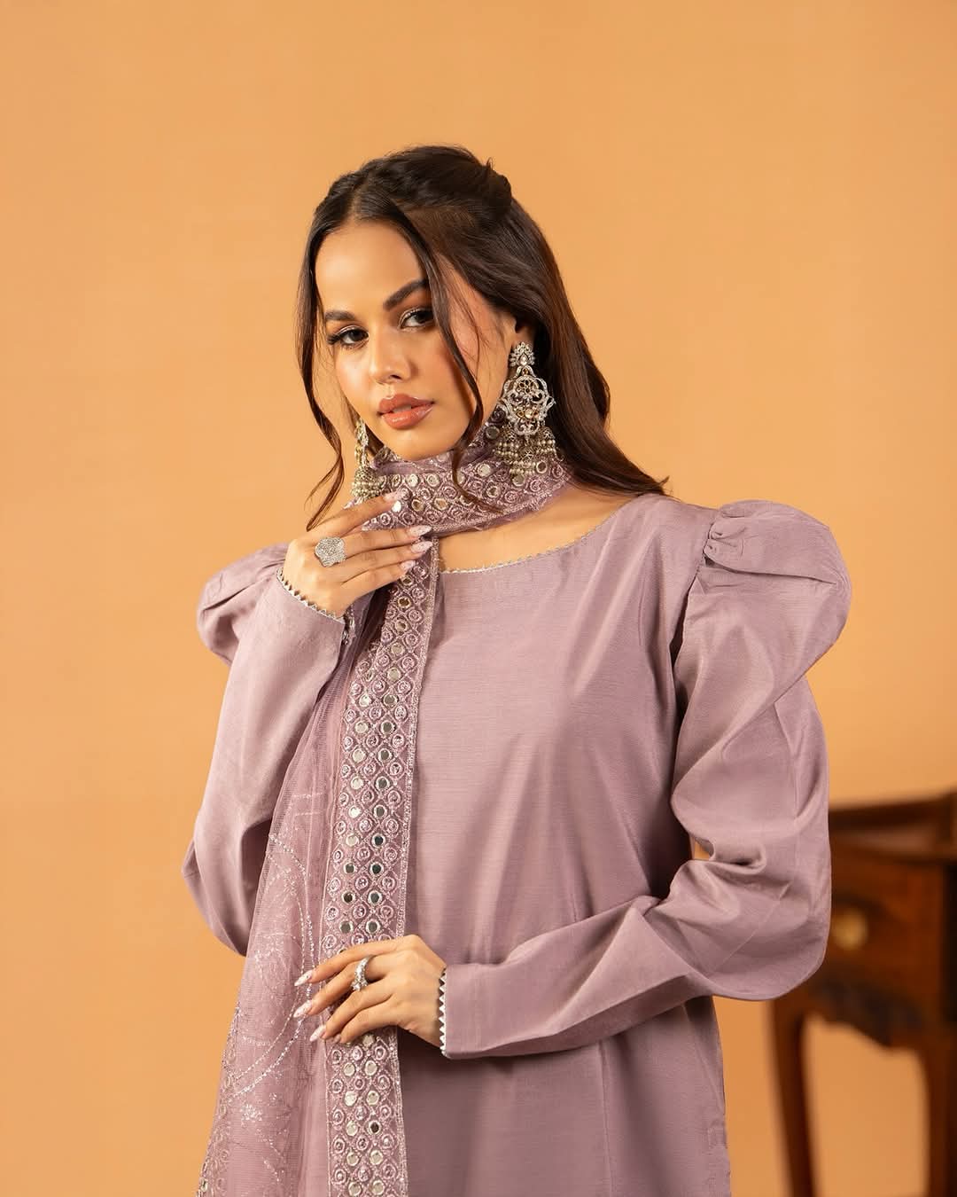 3 Pc Plan Paper Katan Stitch Dress